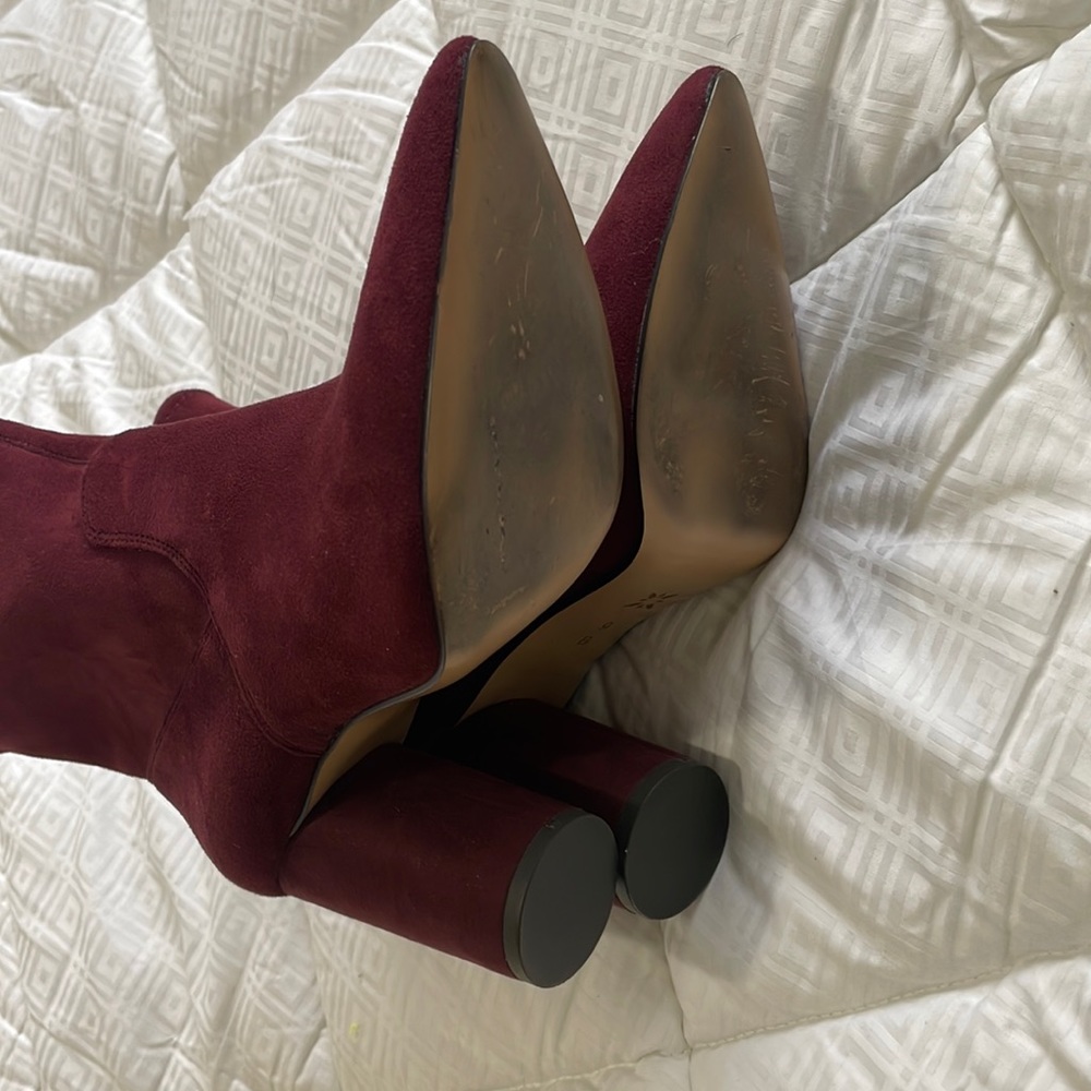 BCBG burgundy Ally boots size 9.